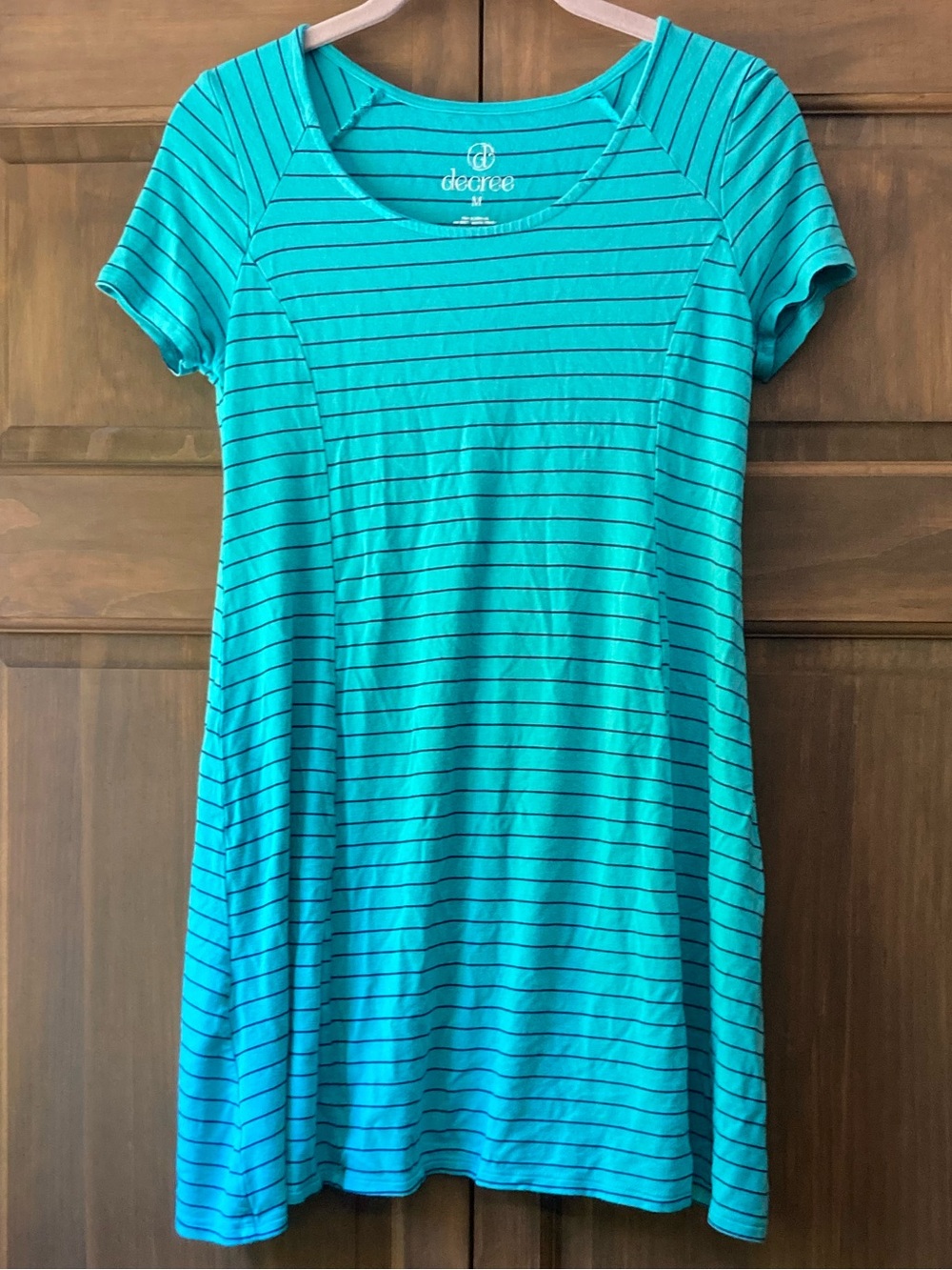 Decree Casual Turquoise & Blue Striped Swing-Style Dress/Tunic Medium